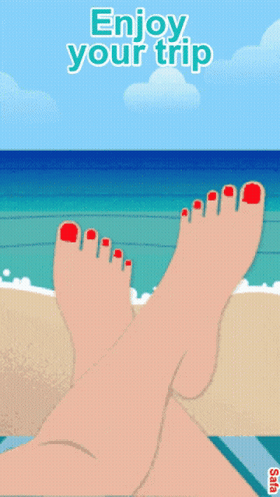 Woman's Feet On Beach Enjoy Your Trip GIF