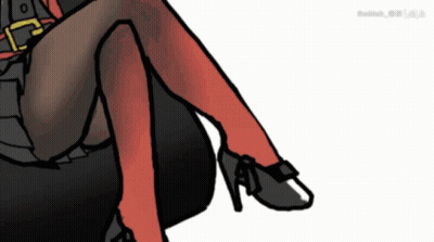 Woman's Legs In Red Stockings And Black Shoes GIF