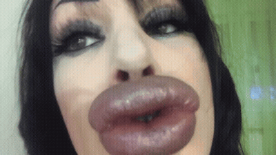 Woman's Lips Close Up Green Background GIF