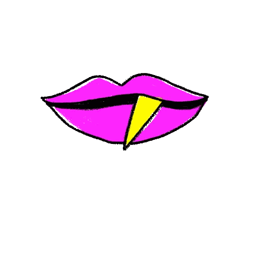 Woman's Lips With Yellow Lightning Bolt Sticker