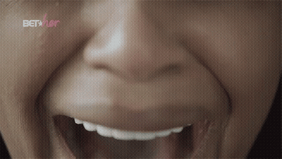 Woman's Mouth Close Up Bet Her Logo GIF