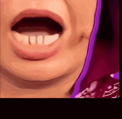 Woman's Mouth With Purple Scarf On Head GIF