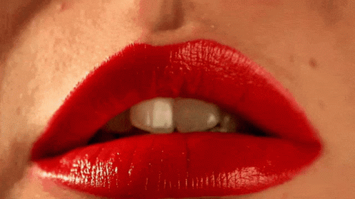 Woman's Mouth With Red Lipstick And White Teeth GIF