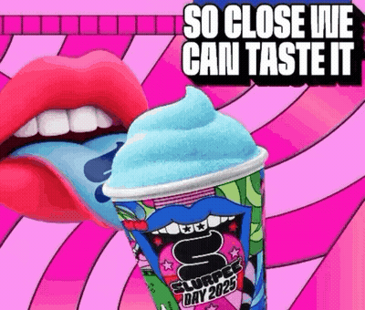 Woman's Mouth With Slurpee Cup For Slurpee Day 2025 GIF