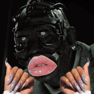 Woman's Nails And Man's Face Close Up GIF