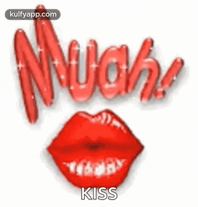 Woman's Red Lips Saying Much Kiss GIF