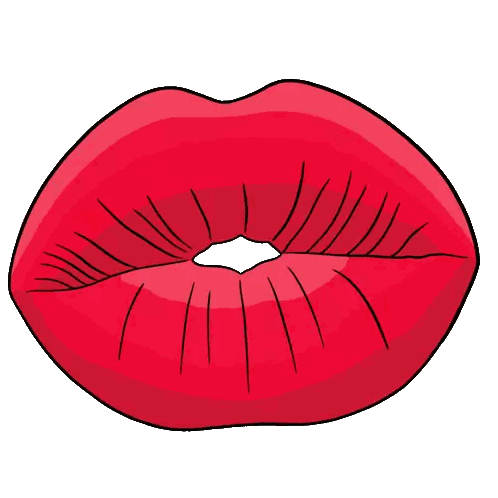 Woman's Red Lips With White Outline Sticker