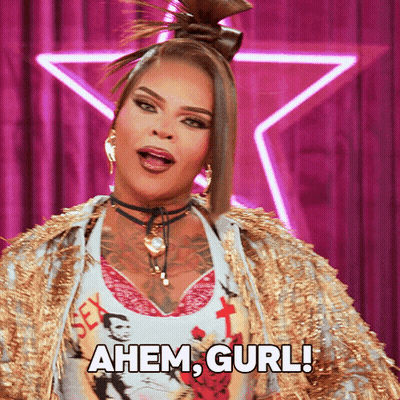 Woman Saying Ahem Gurl in Front of Star