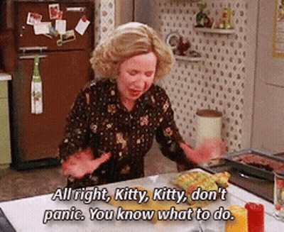 Woman Saying All Right Kitty Kitty Don't Panic GIF