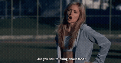 Woman Saying Are You Still Thinking About Food On A Field GIF