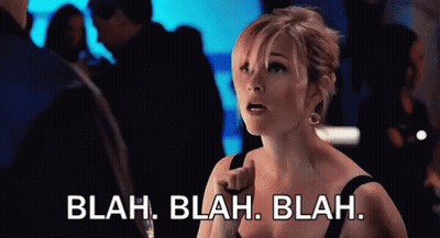 Woman Saying Blah Blah Blah In Crowded Room GIF