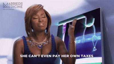 Woman Saying Can't Pay Taxes GIF