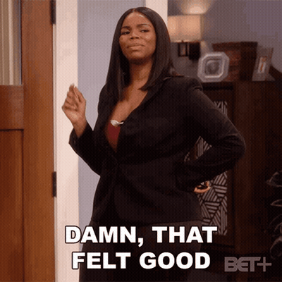 Woman Saying Damn That Felt Good GIF