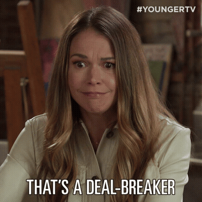 Woman Saying Deal Breaker In TV Ad GIF