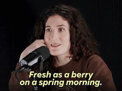 Woman Saying Fresh As A Berry Into Microphone GIF