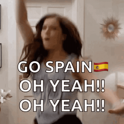 Woman Saying Go Spain Oh Yeah Oh Yeah GIF