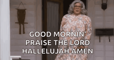 Woman Saying Good Morning Praise Lord Hallelujah Amen