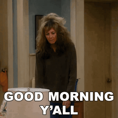 Woman Saying Good Morning Y'all by Lamp