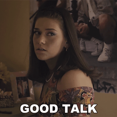 Woman Saying Good Talk By Her Picture GIF