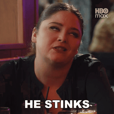 Woman Saying He Stinks At Bar GIF