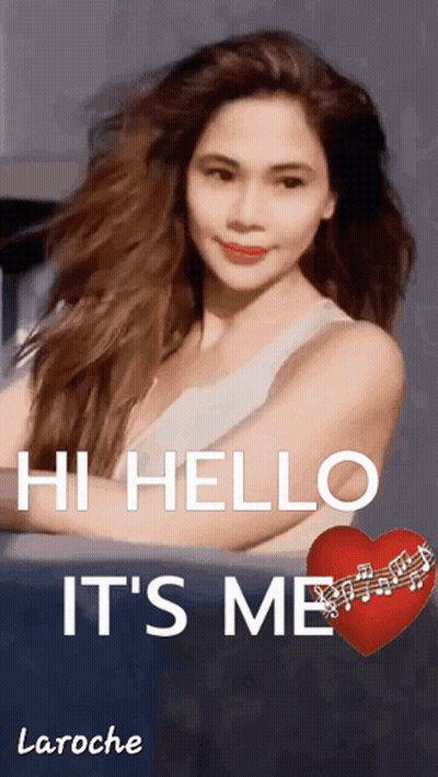 Woman Saying Hi Hello It's Me Red Heart GIF