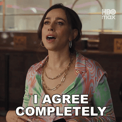 Woman Saying I Agree Completely In Front Of HBO Max Logo GIF