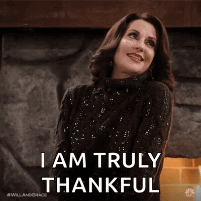 Woman Saying I Am Truly Thankful In Sweater GIF