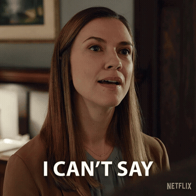 Woman Saying I Can't Say In Netflix Ad GIF