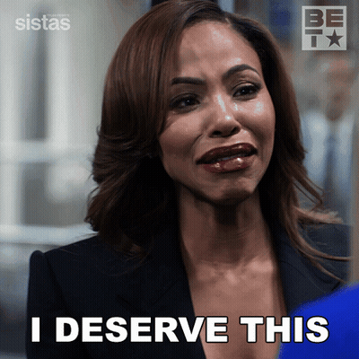 Woman Saying I Deserve This GIF
