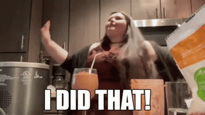Woman Saying I Did That Holding Drink GIF