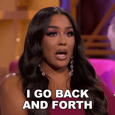 Woman Saying I Go Back And Forth GIF
