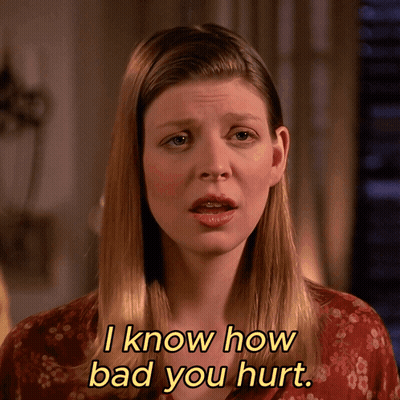 Woman Saying I Know How Bad You Hurt In Yellow Letters GIF