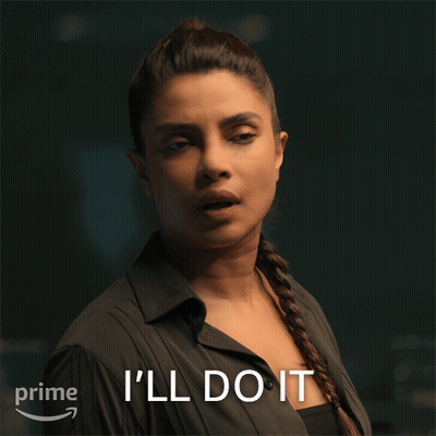 Woman Saying I'll Do It Beside Prime Logo GIF