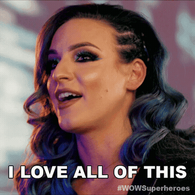 Woman Saying I Love All Of This Wow Superheroes Ad GIF