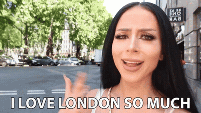 Woman Saying I Love London So Much In Front Of Building GIF