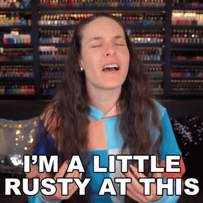 Woman Saying I'm A Little Rusty Making Face GIF