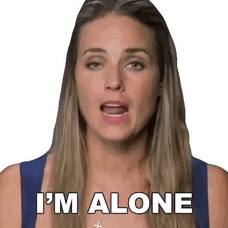 Woman Saying I'm Alone Making Funny Face Sticker