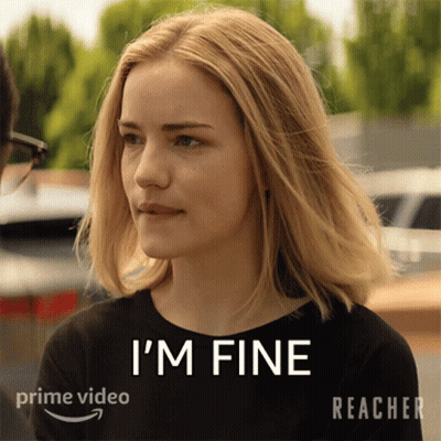 Woman Saying I'm Fine In Black Top GIF