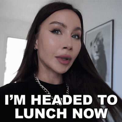 Woman Saying I'm Headed To Lunch Now With Lion Behind Her GIF