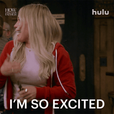 Woman Saying I'm So Excited In Red Jacket GIF