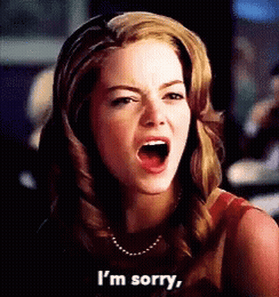 Woman Saying I'm Sorry With Mouth Wide Open GIF