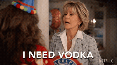 Woman Saying I Need Vodka Holding Bottle GIF