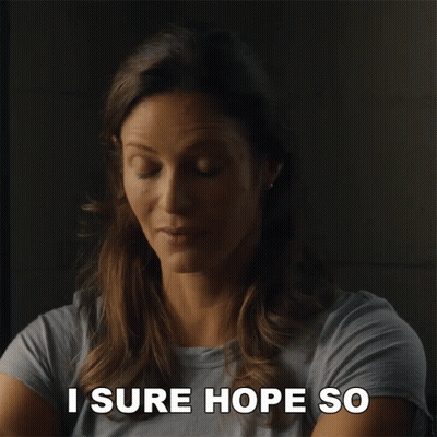 Woman Saying I Sure Hope So Looking Down GIF