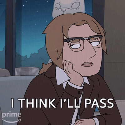 Woman Saying I Think I'll Pass GIF