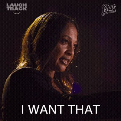 Woman Saying I Want That Laugh Track GIF