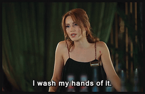 Woman Saying I Wash My Hands Of It GIF