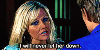 Woman Saying I Will Never Let Her Down To Man In Blue Shirt GIF