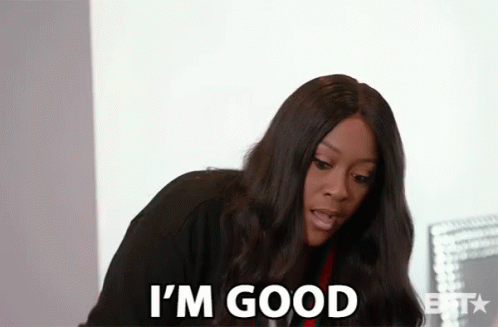 Woman Saying Im Good Looking Down GIF