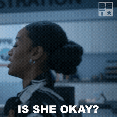 Woman Saying Is She Okay In Dark Room GIF