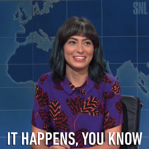 Woman Saying It Happens In Front Of World Map GIF